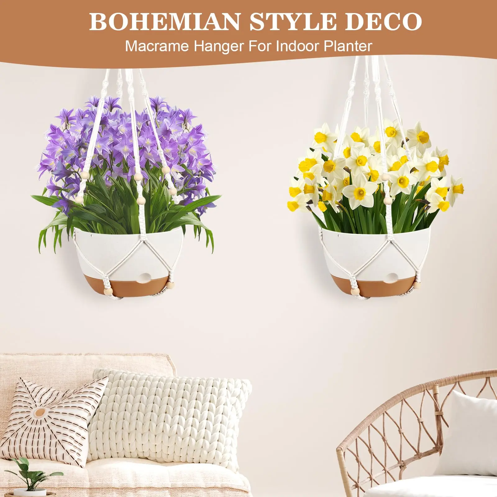3 Pack Hanging Planters for Indoor Plants, 10 + 10 + 8 Inch Self-Watering Hanging  Plant Pot, Macrame Plant Hanger with Pot, Ceiling Hooks, Removable Saucer  and Drainage Holes for Garden Home - TikTok Shop