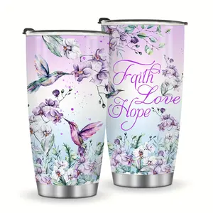 1pc Hummingbird Flower Vacuum Insulated Travel Coffee Tumbler Keeps Drinks Hot/Cold for Hours Durable Leak-Proof Easy to Clean Perfect Birthday Valentines Day Drinkware Flasks Water Bottles Stainless Steel Thermal Insulation