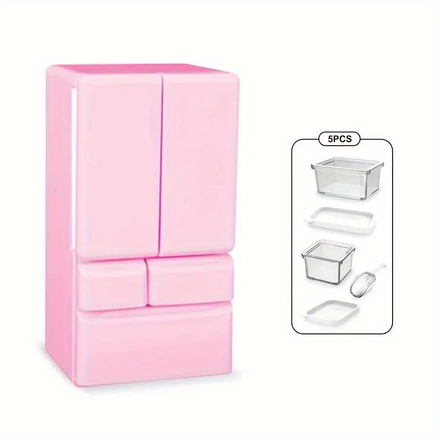 1pc Unisex Dollhouse Miniature Plastic Square Refrigerator - Realistic 2-Door Design, Colorful Finishes, All Seasons, No Electricity/Battery Needed, Featherless, for Dollhouse Enthusiasts, Cute And Collectible