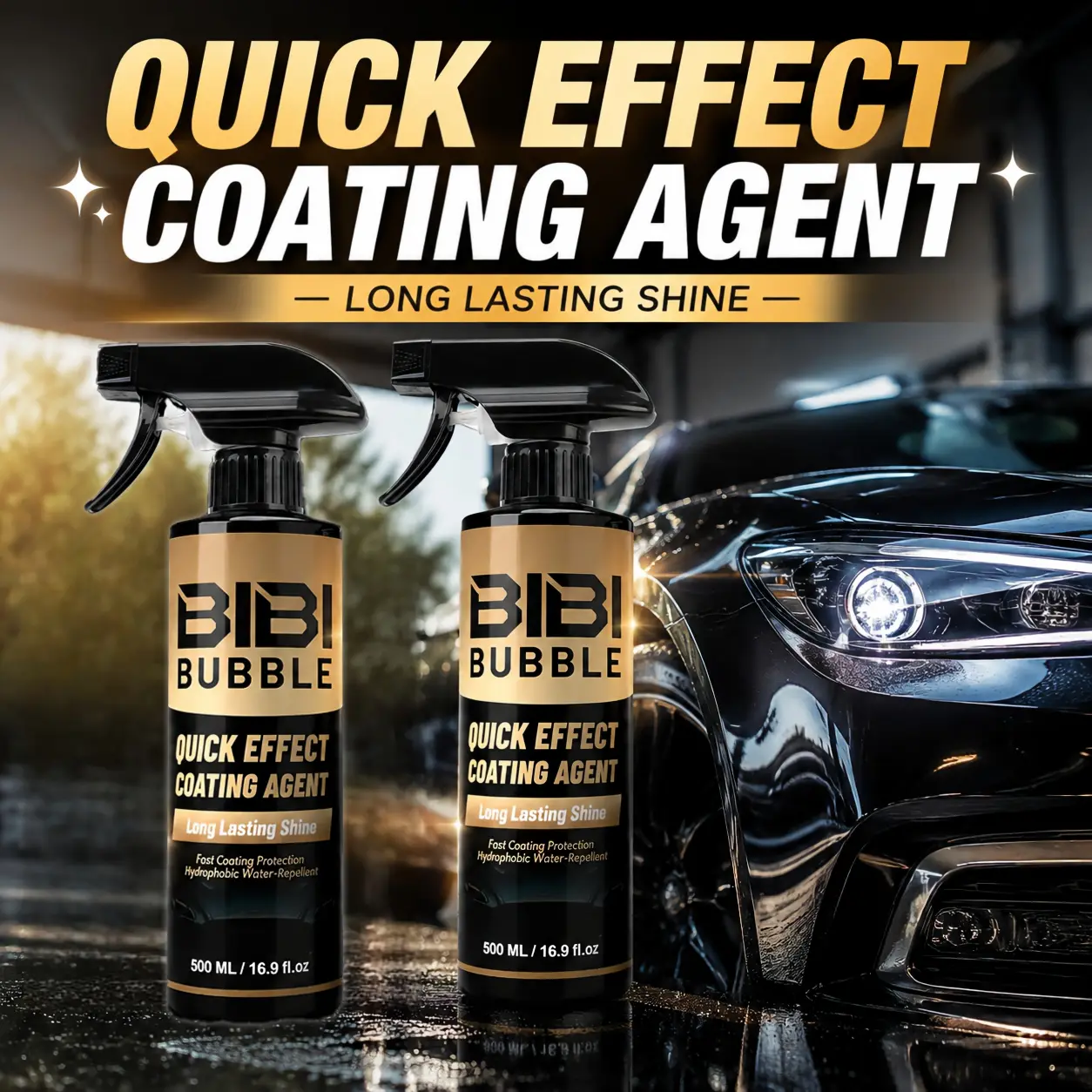 500ML Car Ceramic Coating – Advanced Paint Protection Formula with Quick Shine & Mirror Gloss Finish, Provides Hydrophobic Water Repellent Protection, Enhances Smooth Paint Surface, Ideal for Cars, Trucks, Motorcycles & Automotive Detailing Care