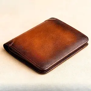 Luxury Slim Vertical Men's Short Wallet, Premium Leather Texture Card & License Holder, Personalized Design