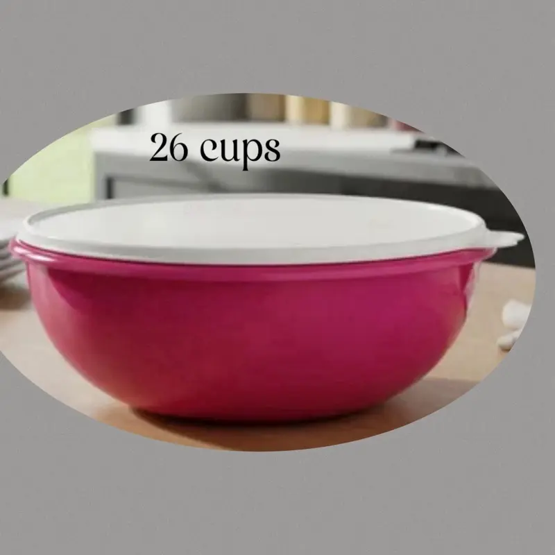 Hot Pink 26-Cup Plastic Mixing Bowl with Tight-Seal Lid, Dishwasher Safe Kitchenware for Fix N Mix Tasks, Plastic Bowls, Dishwasher Safe Bowls