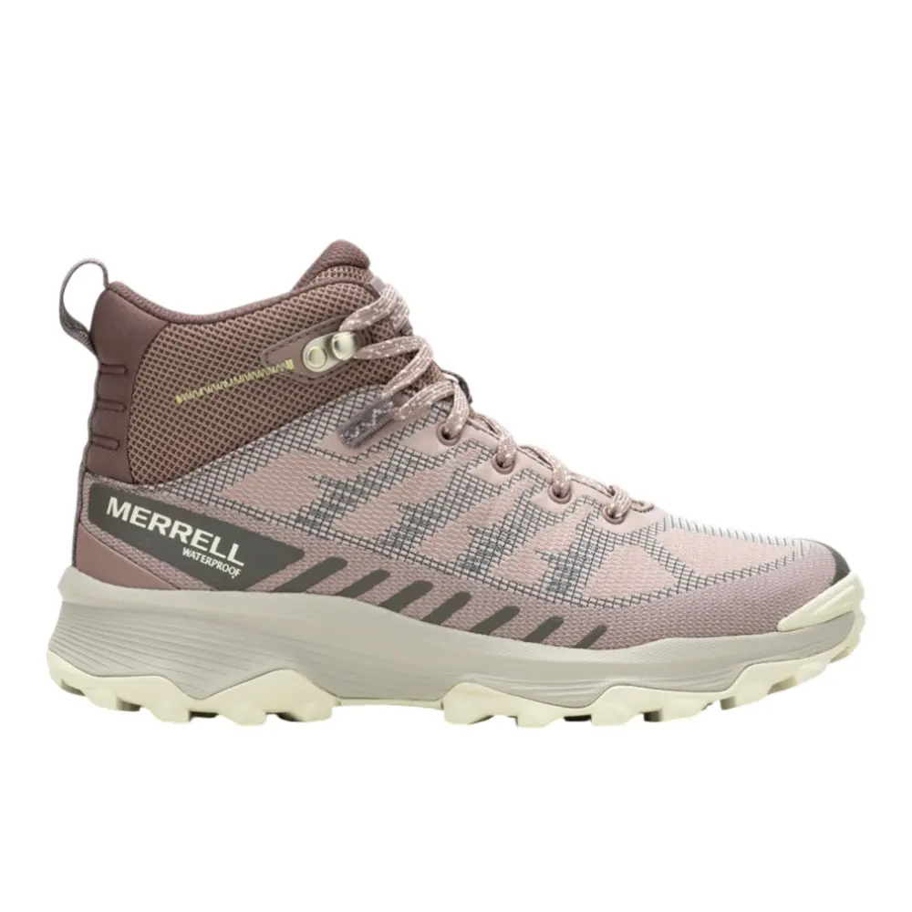 Merrell Womens Speed Eco Mid Lace Up Hiking Hiking Casual Boots Ankle Low Heel 1-2" - Pink Merrell Womens Speed Eco Mid Lace Up Hiking Hiking Casual Boots Ankle Low Heel 1-2" - Pink