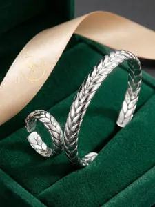 2-piece wheat ear open bracelet set, adjustable, luxury light style, metal style, versatile, fashionable and minimalist bracelet/stainless steel/colorfast/allergy-proof/couple/festival/party/ideal gift