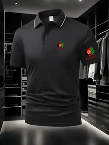New Men's Afghanistan Flag Athletic Polo Shirt - Dual Chest & Sleeve Prints, Breathable Fabric, Ideal for Daily, Outdoor & Business, Summer Top