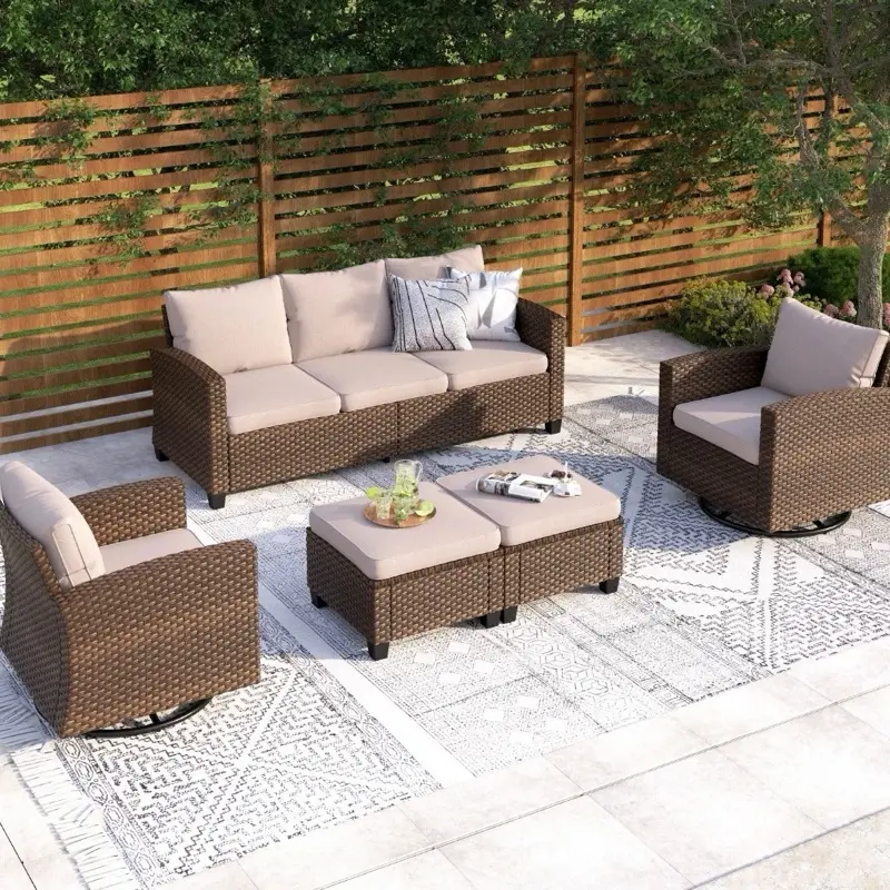 5PCS Rattan Patio Furniture Set Outdoor furniture Set Patio Conversation Set