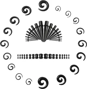 Ear Stretching Kit 54 Pieces 14Gauges-00Gauges Earrings Piercing Kit