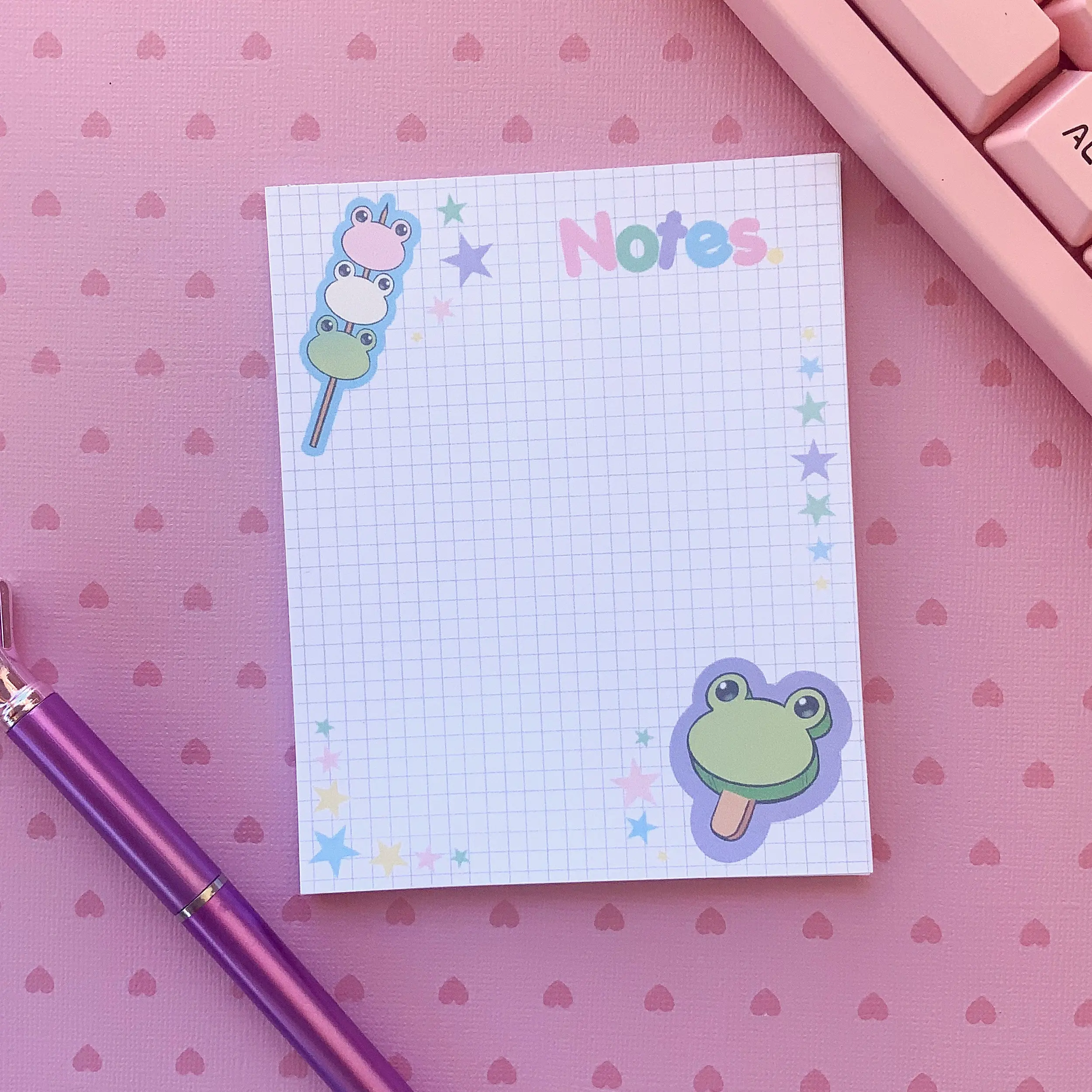 Froggy Snacks Notepad - Adorable 5x4 inch  Stationery with 35 tearaway pages