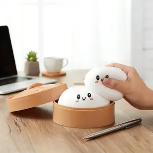 Soft Dumpling Fidget Toy stress relief ball Baozi Shape Stress Relief Squeeze Dough Ball Elastic Stress Ball for Adhd Patients, Soft and Mochi Texture