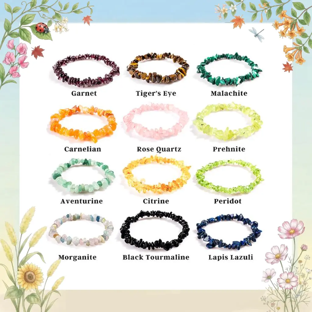 Natural Crystal Chips & Nuggets Bracelets Perfect for Men, Women, Couples, and Friends | Ideal for Daily Wear, Meditation, Gift