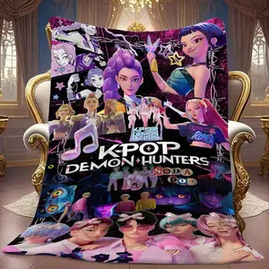 K-Pop Theme Blanket, Soft Warm Anime Style Throw for Sofa Bed Office Camping Travel, Perfect Gift Multifunctional Cover-Up