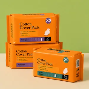 Women's X9 Cotton Cover Multi-Pack Sanitary Pads, Daily Gentle Care for Sensitive Skin, Soft Breathable, Quick Absorption, Leak Protection, Unscented, Moisture Management, Regular/Super/Overnight Options