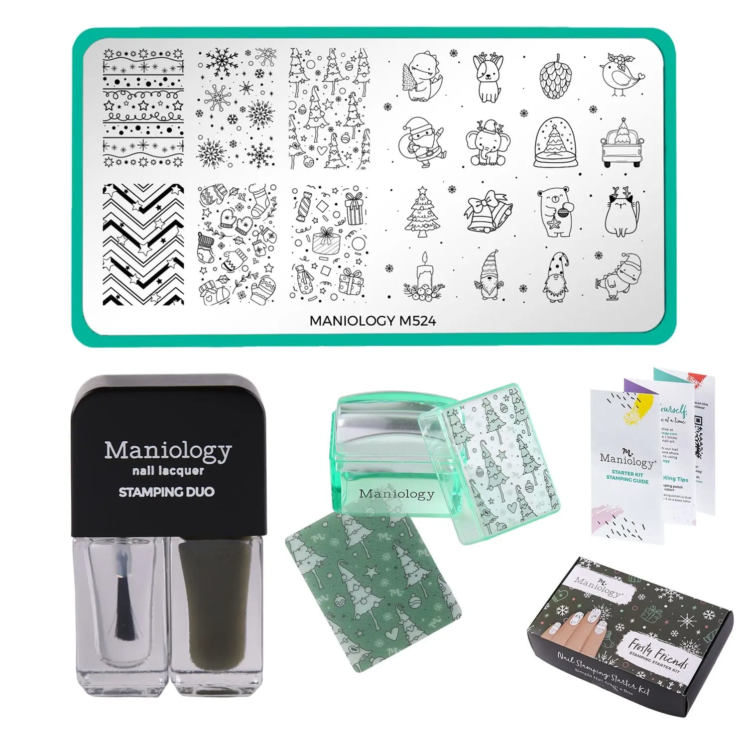 Maniology Frosty Friends Nail Stamping Starter Kit, Beauty & Personal Care Art Set for Enthusiasts