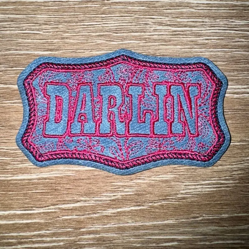 Blue Darlin' Leather Iron-On Patch