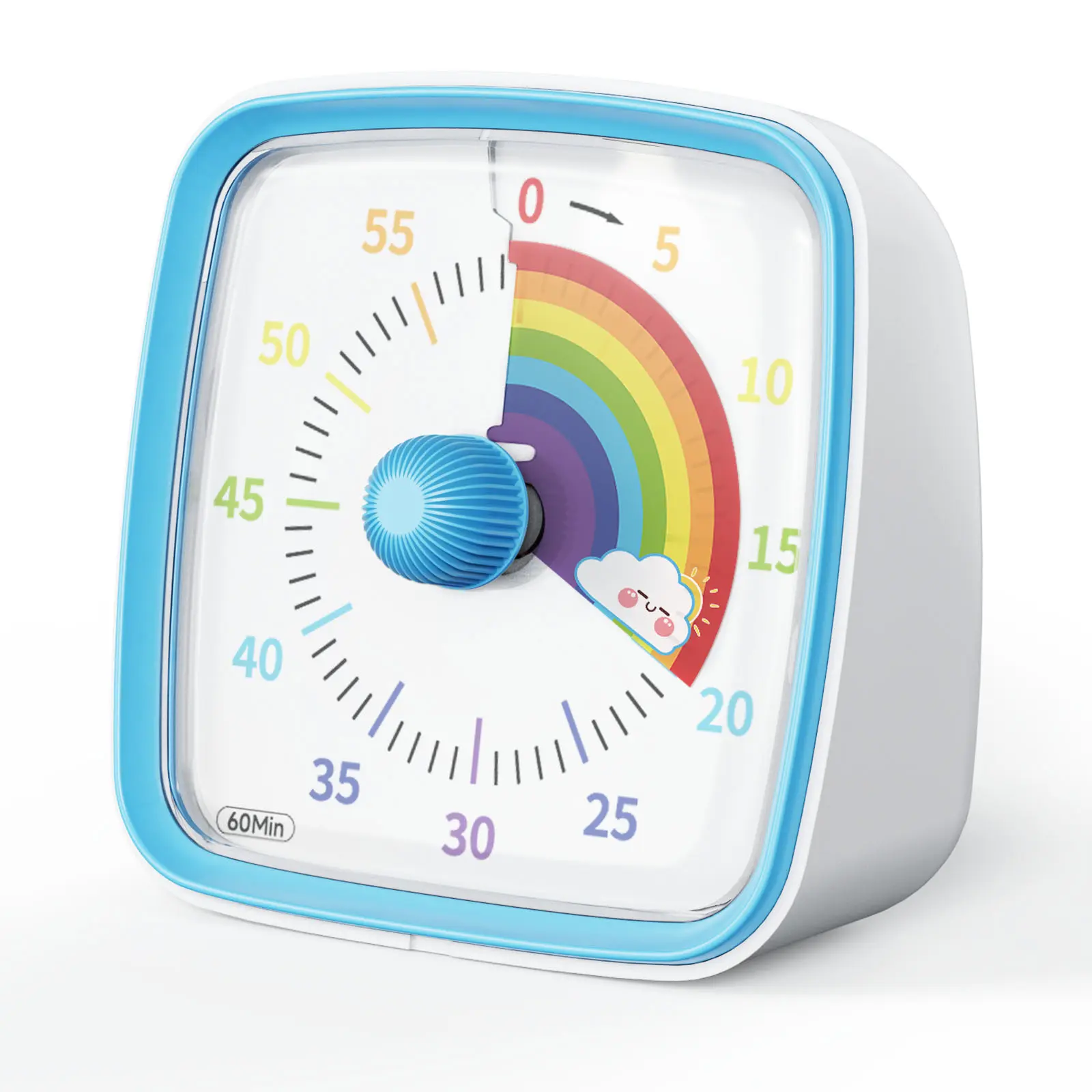 Yunbaoit 60-Minute Silent Visual Timer with Night Light, Rainbow Pattern and Bell - Plastic Kitchen Gadget with Time Function for Kids, Kitchen Use, Kitchen Gadgets