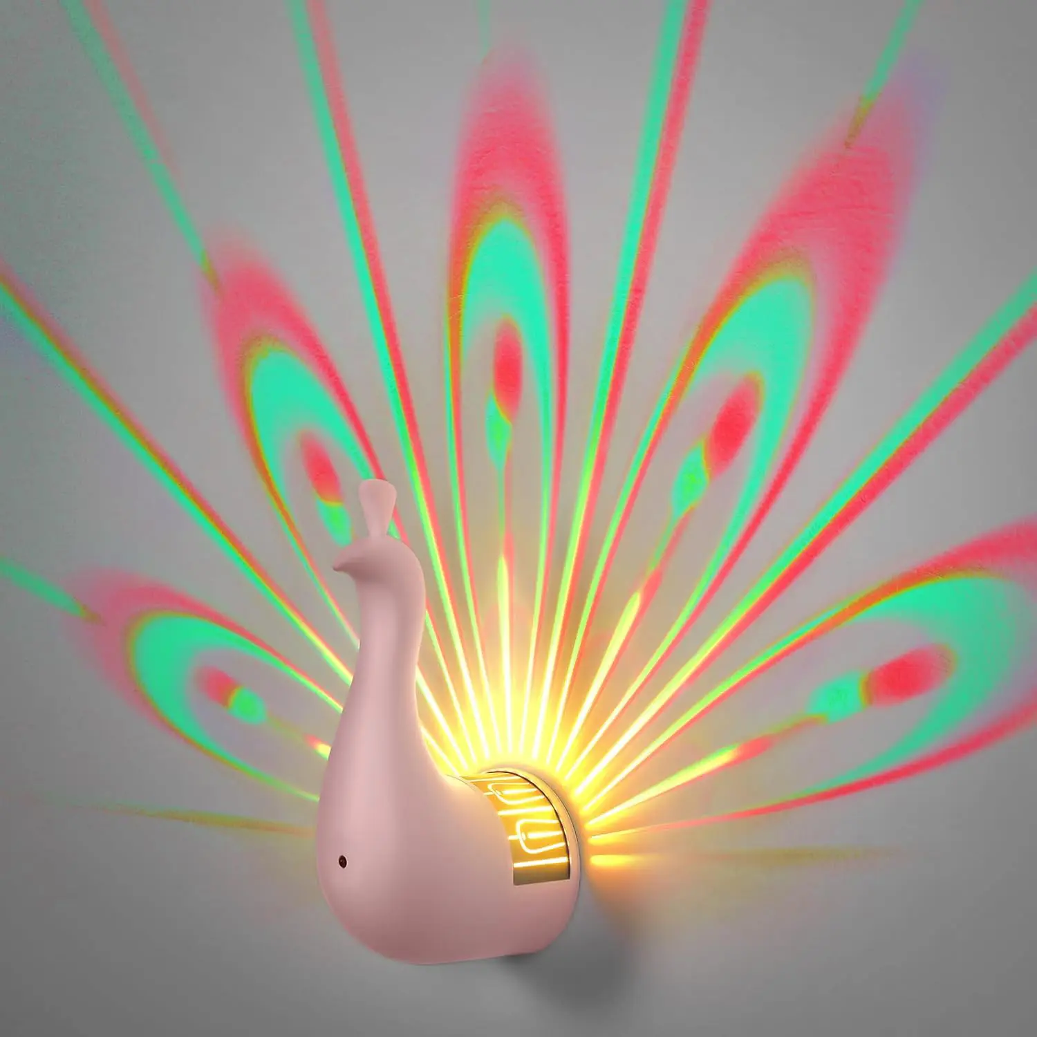 Peacock Wall Lamp, 7 Color Atmosphere Night Light, Adjustable Touch Dimmable, Remote Control, Timer Function, RGB Projection Nightlight, RGB Light Effect, Aurora Projector Lamp