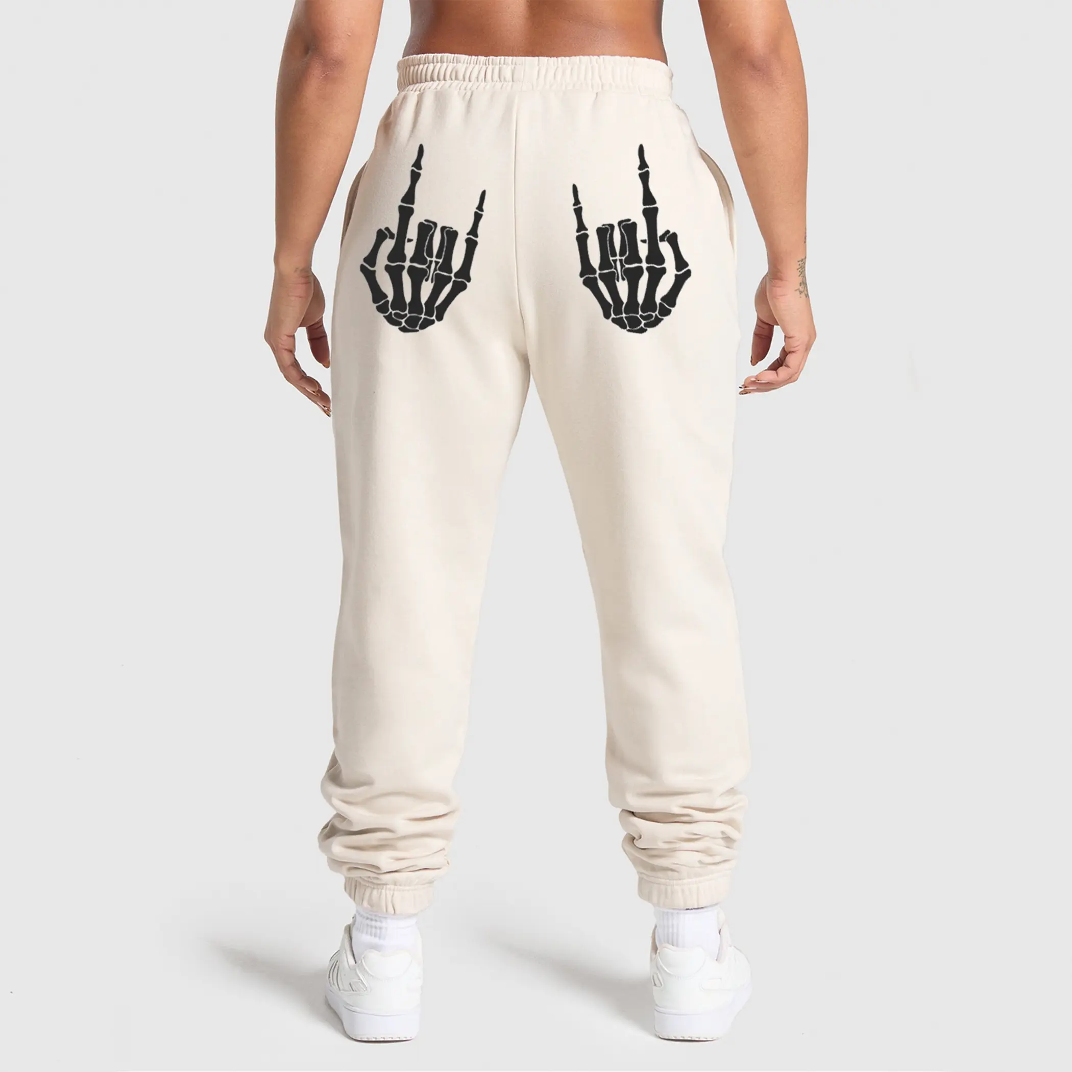 Skeleton Hand Sweatpants, Dark Gothic Aesthetic Jogger Pants, Gothic Grunge Graphic Streetwear Joggers, Edgy Casual Style, All Seasons Lightweight Cotton Polyester Tapered Fit