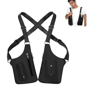 Adjustable Premium Leather Underarm Bag, Underarm Shoulder Bag for Men and Women, Features Hidden Security Pockets for Storing Your Phone and Outdoor Gear, Anti-theft Hidden Storage Bag, Ideal for Cycling, Hiking, and Running