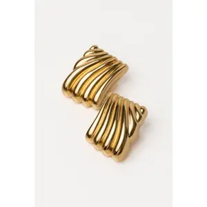 Gold Square Texture Earrings