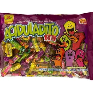 Aciduladito with Chili Sweet & Sour Chewy Candy - 100 Pieces 17.8 oz Chewy Candy - Snack, Bonbon spicy mexican taffy snacks treat maker