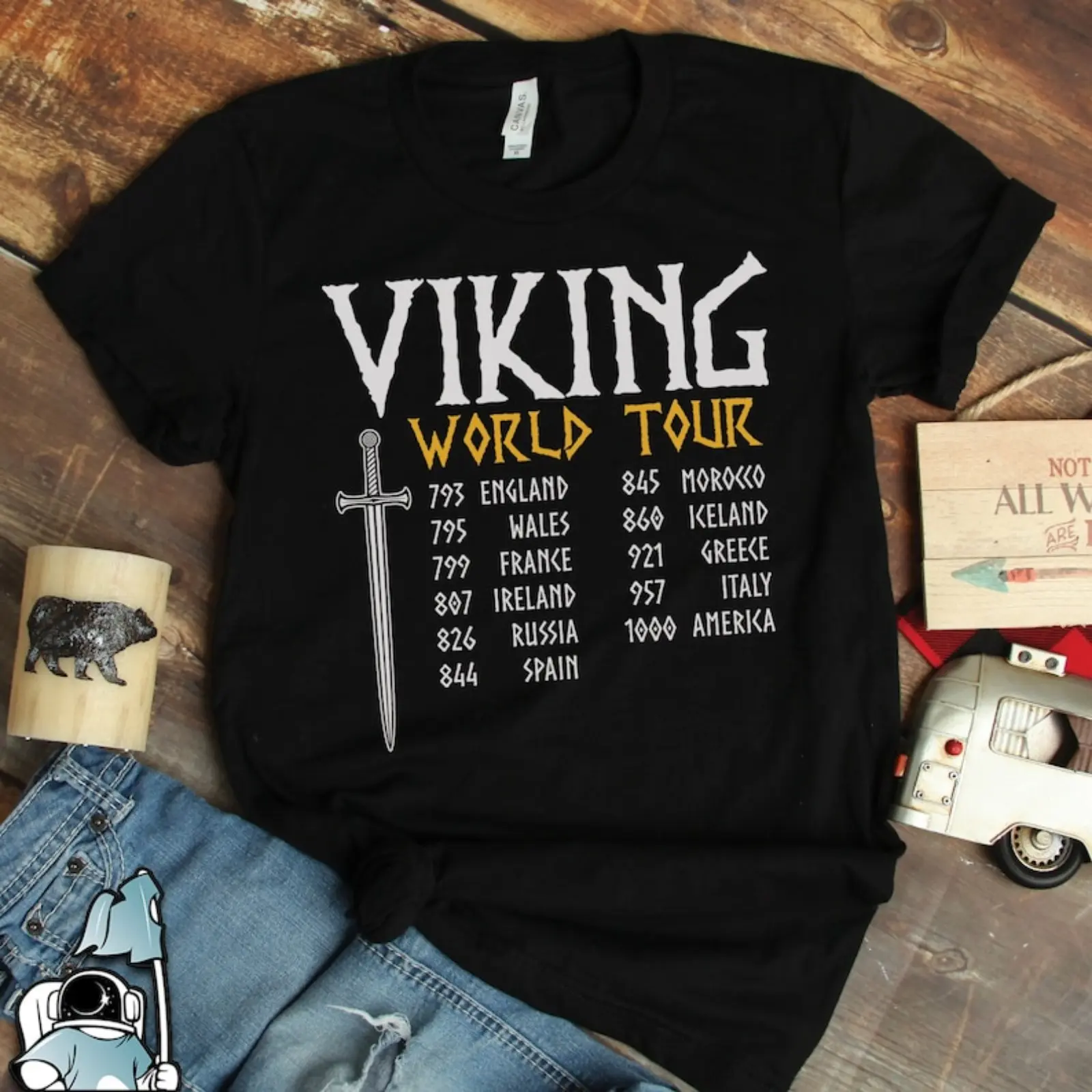 Men's 100% Cotton Knit Fabric Viking Theme Crew Neck Shortsleeve T-Shirt - Norse Mythology Print Menswear Streetwear, Machine Washable, All-Season Sports Top, Casual Adult Clothes, Regular Fit, XXXXL, Graphic