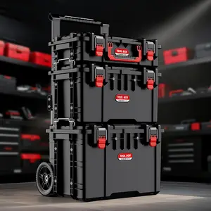 JEKO&JEKO 3-Piece Rolling Tool Box Set – Modular Storage System with Wheels & Small Parts Organizer for Garage, DIY & Home Repairs