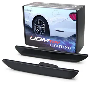 iJDMTOY Black-Out Smoked Lens Rear Side Marker Lamp Housing/Shells For 2015-2023 Ford Mustang,