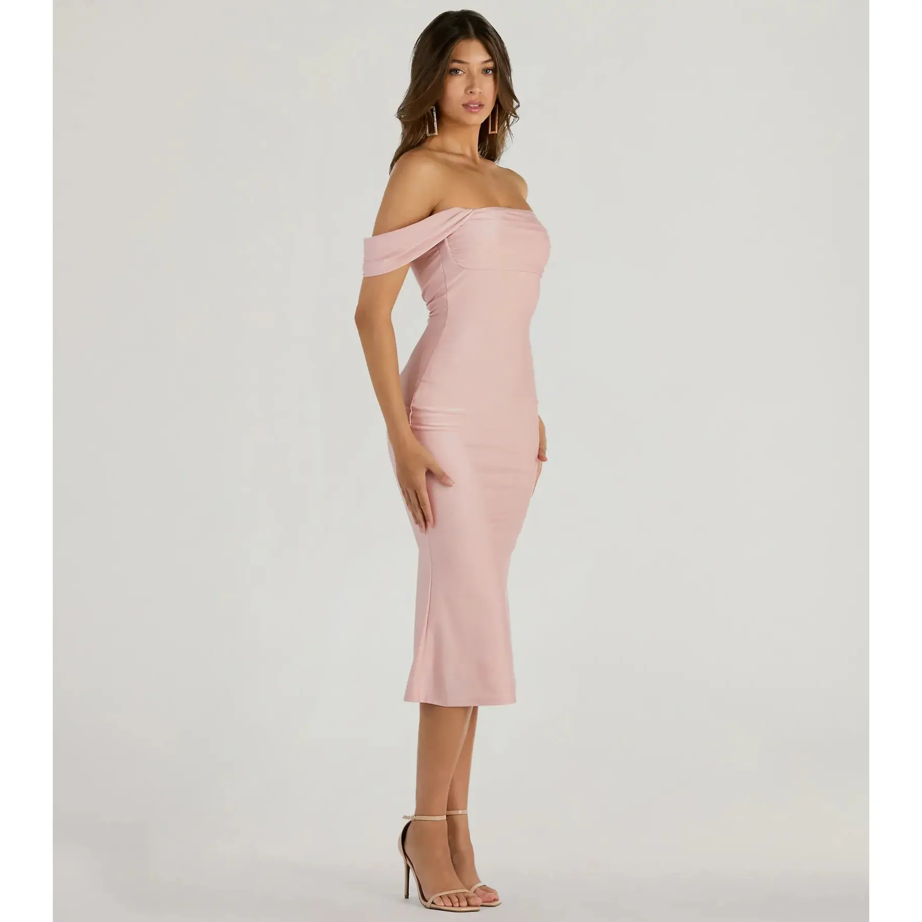 Exceptional Off-The-Shoulder Flared Midi Dress - TikTok Shop