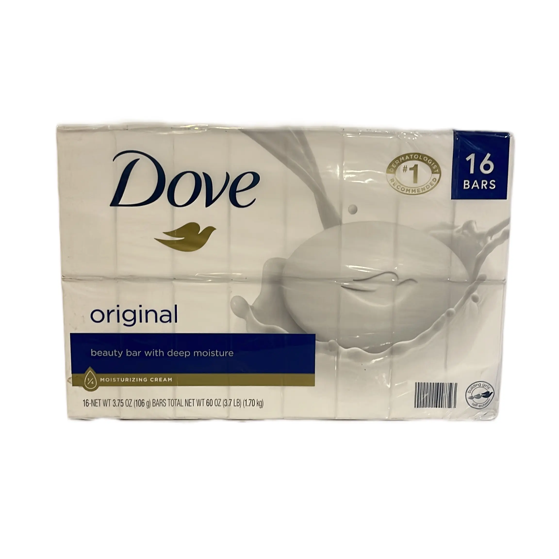 Dove Original Beauty Bar, Deep Moisture Hydrating Moisturizer, 16-Count Body Cleanser for Skin Repair & Body Care Routine