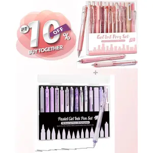 12Pack Pastel Gel Ink Pen Set + 14 count Pen Set with Case