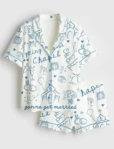 Going To The Chapel Satin Short Pajama Set, Gonna Get Married Coquette Wedding Bride Short Pajamas, Matching Family Sleepwear Set, Pajama Set For Men Women Kids