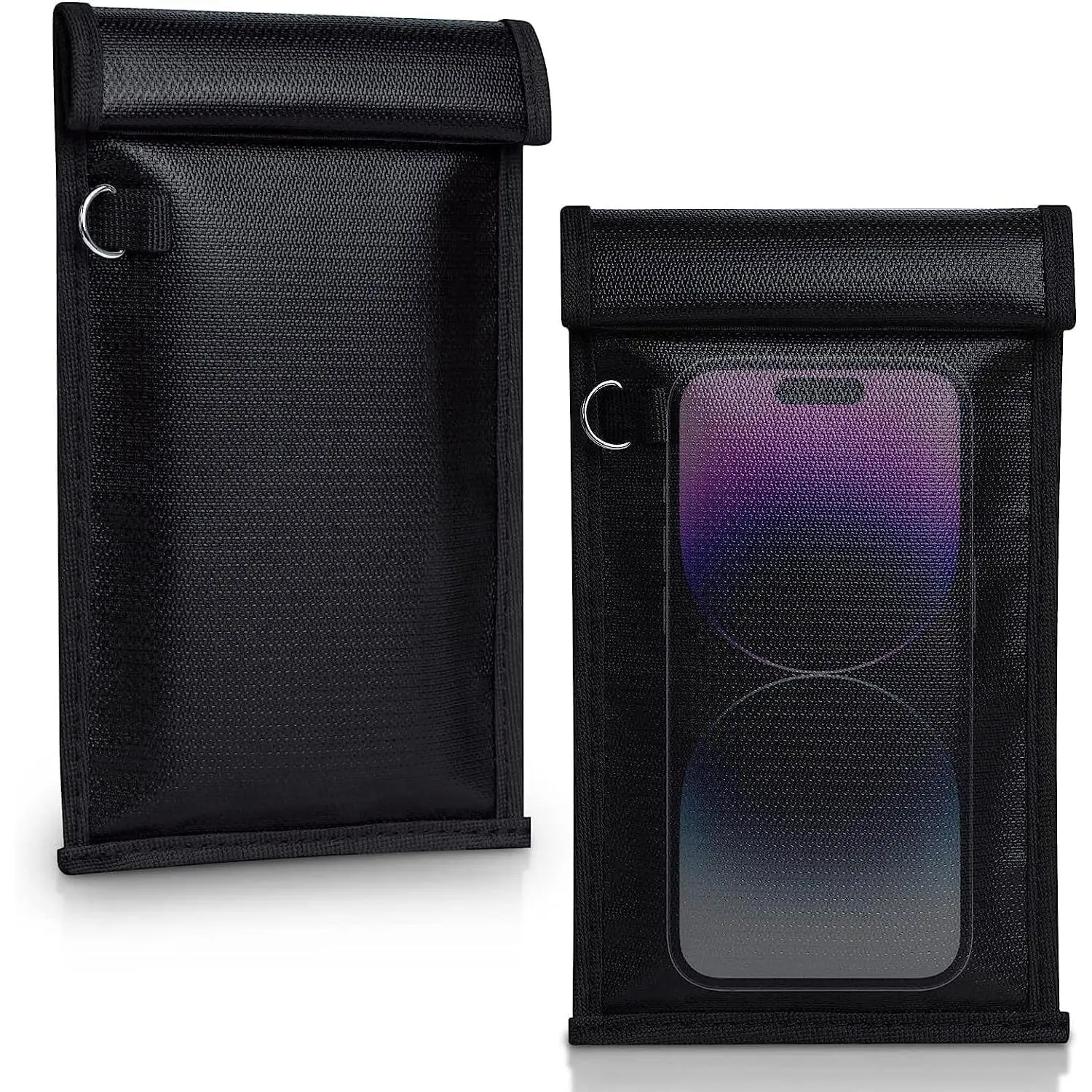 Simket Faraday Bags for Phones and Car Key 2 Pack, Signal Blocking Pouch, Cell Phone Signal Jammer, Car Key/WiFi/RFID/GPS Signal Blocker Black (m)