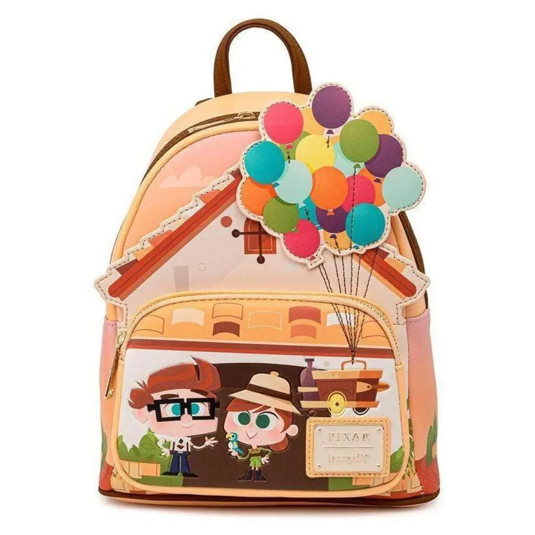 Loungefly Disney Pixar Up Working Buddies Cute Backpack - Stylish Casual Daypack, Faux Leather & Suede Mini Carry On Backpack with Applique, Embroidered Details, Backpack Cute
