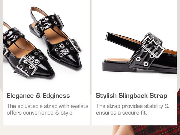DREAM PAIRS Pointed-toe Buckle Slingback Flats
