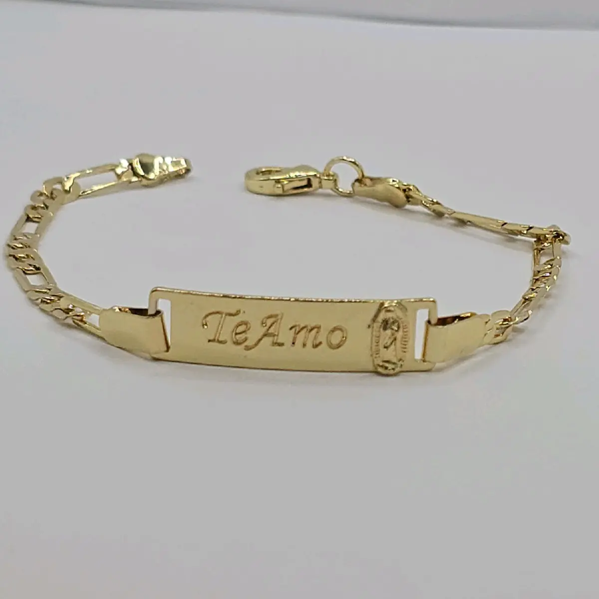 VALENTINE'S DAY TE AMO WITH VIRGIN MARY id bracelet style figaro gold-plated no Engraving available comes like that valentines