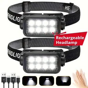 K354 Motion Sensor Headlamp Ultra Bright Hands Free Light High Lumens Flashlight for Camping Night Fishing & Running Multifunctional Adjustable