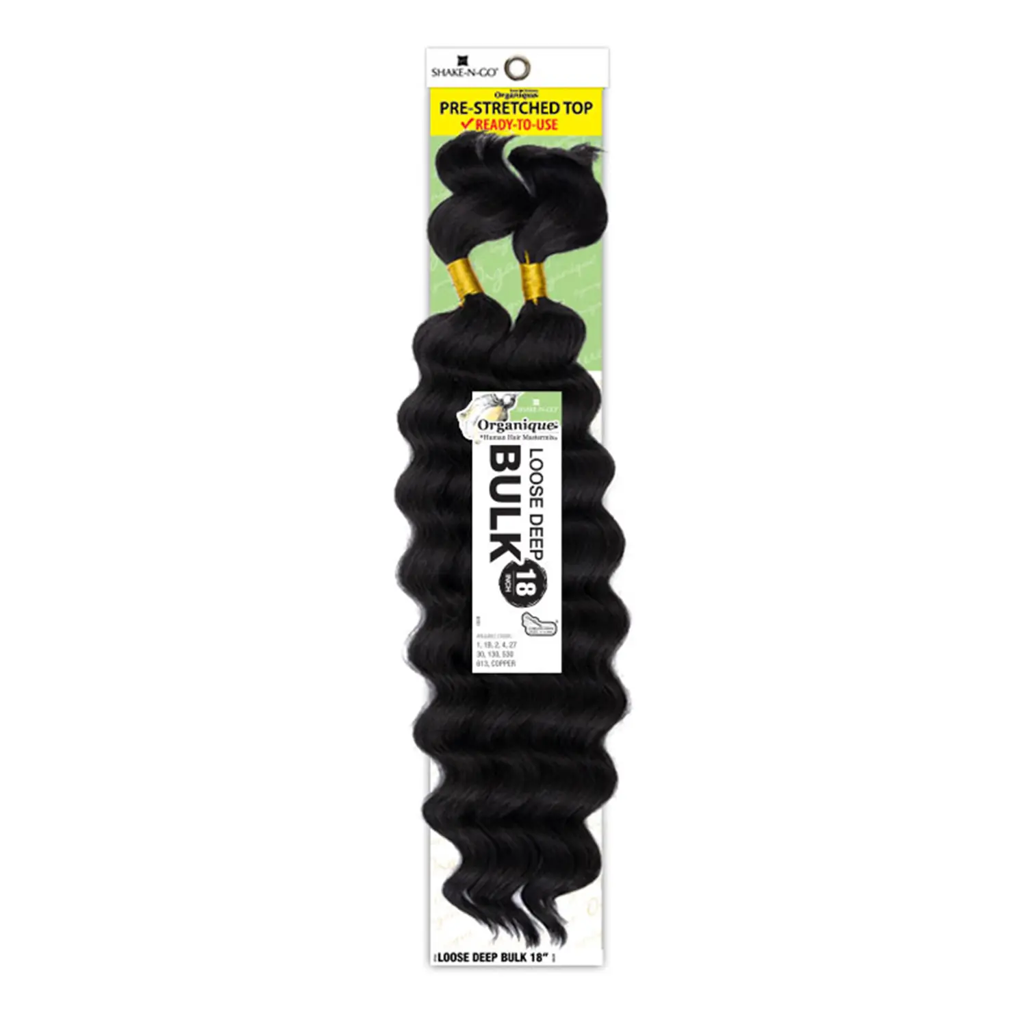 Shake-N-Go Organique Pre-Stretched Human Hair Blend Braiding Hair - Top Loose Deep Bulk Extensions, 18"-22" Deep Wave Weave, Deep Wave Hair, Hair Weave