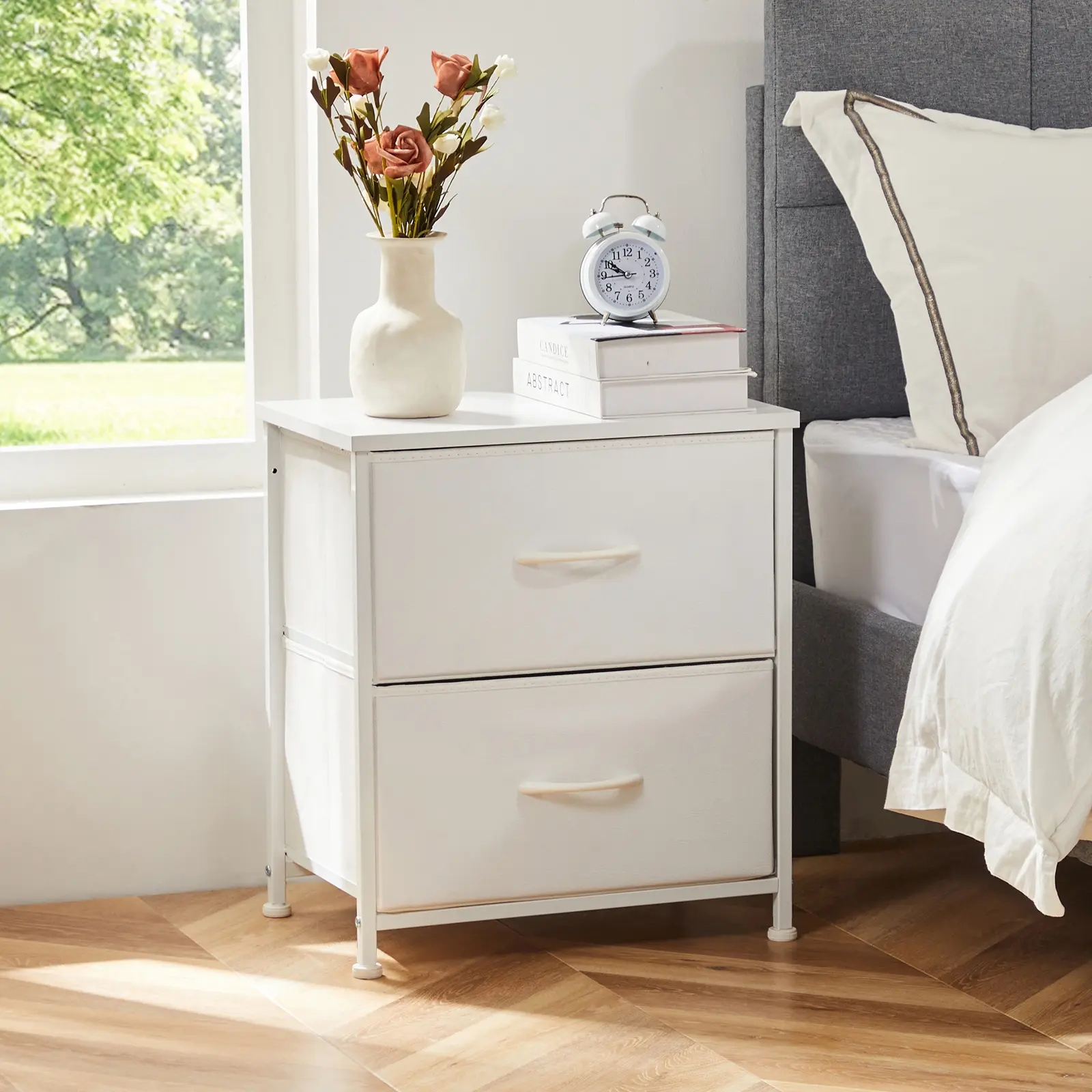 【New Color】Nightstand with 2 Fabric Drawers, Bedside Table Storage Cabinet for Bedroom and Living Room 【New Color】Nightstand with 2 Fabric Drawers, Bedside Table Storage Cabinet for Bedroom and Living Room
