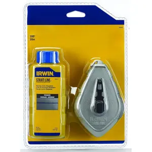 IRWIN Tools STRAIT-LINE 64499 Aluminum Refillable Chalk Line Reel with 4-Ounce Chalk, 100-foot, Blue (64499)