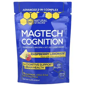 Natural Stacks MagTech® Cognition, Raspberry Lemonade, 14 Stick Packs, 0.18 oz (5.3 g) Each
