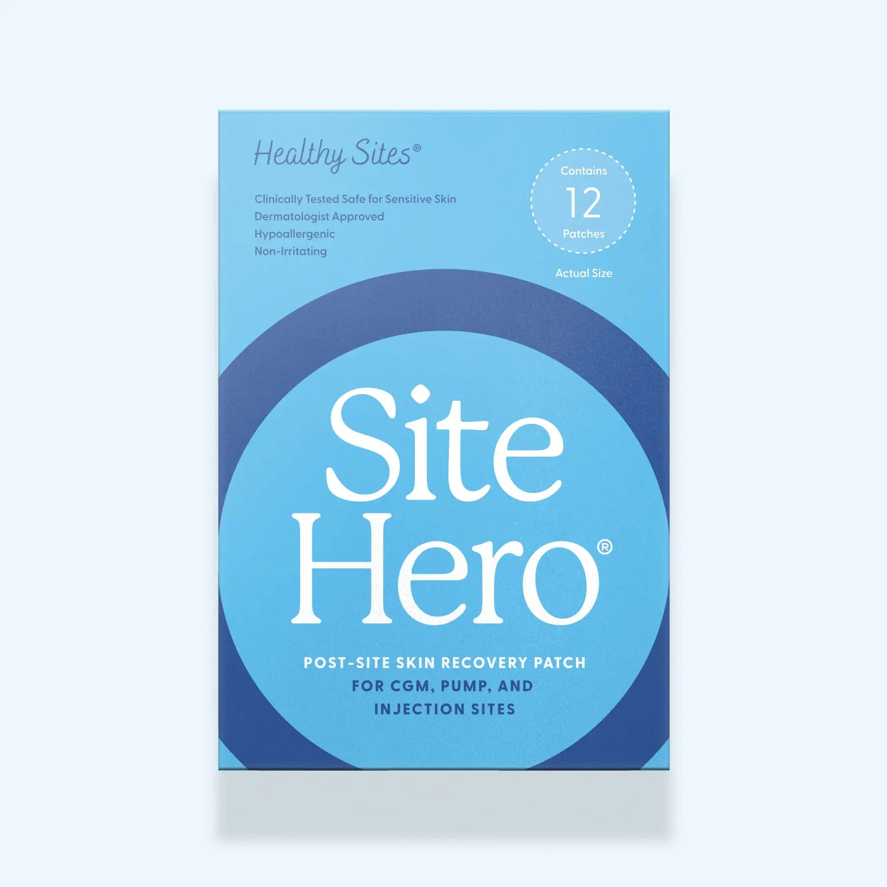 Site Hero - Post Injection Site Recovery Patch for CGM & Pump Sites - 12 Patches - Hydrocolloid for Skin Repair & Comfort