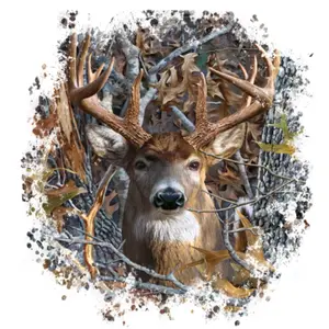Big Buck Deer With Woods Background Direct To film Print, DTF Print, Ready To Press Print For T shirts