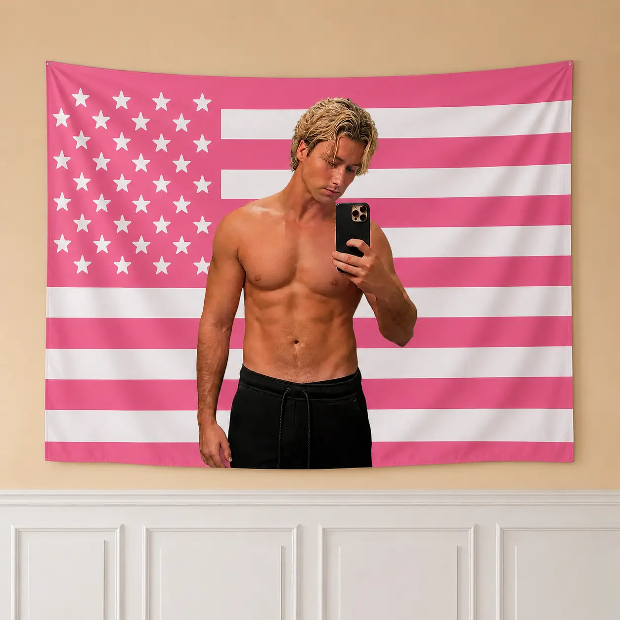 Graham Logan Di Laurentis Hockey Tapestry Flag - Romance Sports Themed, Wrinkle Resistant, Off Campus Inspired Wall Decor for Briar Hockey Rooms, Available in 30x40in & 60x90in, All Seasons Home Decor, Pink Tapestry, Hanging Wall Decor