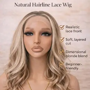Watered Souls Colleen 14"  premium synthetic wig in the holy sand color.  scandinavian hairline, 350⁰ heat tolerance. Closed wefted, 13x4 free part lace, 3 combs, 2 adujustable straps, 1 removable band.  glueless .