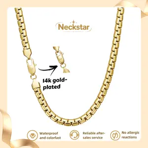 14K Gold Plated Flat Pearl Cuban Link Chain Necklace for Men Women | 7mm Miami Style Hip Hop Chain 20"/24" | Waterproof Tarnish Resistant Hypoallergenic Streetwear Jewelry for Daily Wear Party Gift