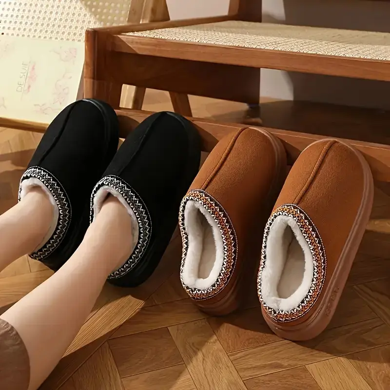Cozy Plush Thick Sole Platform Slippers Soft Fuzzy Warm House Shoes Non Slip Height Boost Indoor Outdoor Winter Slippers BlackFriday Chrismas Gifts
