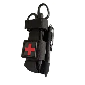 Outdoor Hiking Cycling Edc Hemostasis Bandage Storage Bag Nylon Molle Tactical Waist Hanging Pouch Scissors Holder Emergency Survival Gear Three Color Options