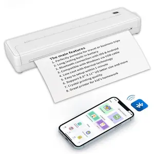 Portable A4 Bluetooth Thermal Printer for iOS & Android - Compact Design for Travel Mobile Office & School - Perfect for On-the-Go Use