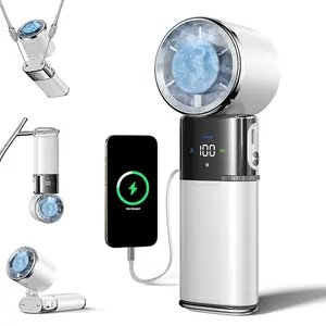 11000RPM 100-Speed Adjustable Airflow + 6000mAh Battery With Extension Cable for Device Charging, Ultra-Portable Foldable Neck Fan Ideal for Travel Gifts, Family Use, School Essentials