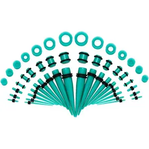JDXN Ear Stretching Kit 14G to 00G - 50 Pieces Acrylic Tapers Silicone Tunnels Plugs Gauges Expander Set for Ear Piercing Jewelry Men Women